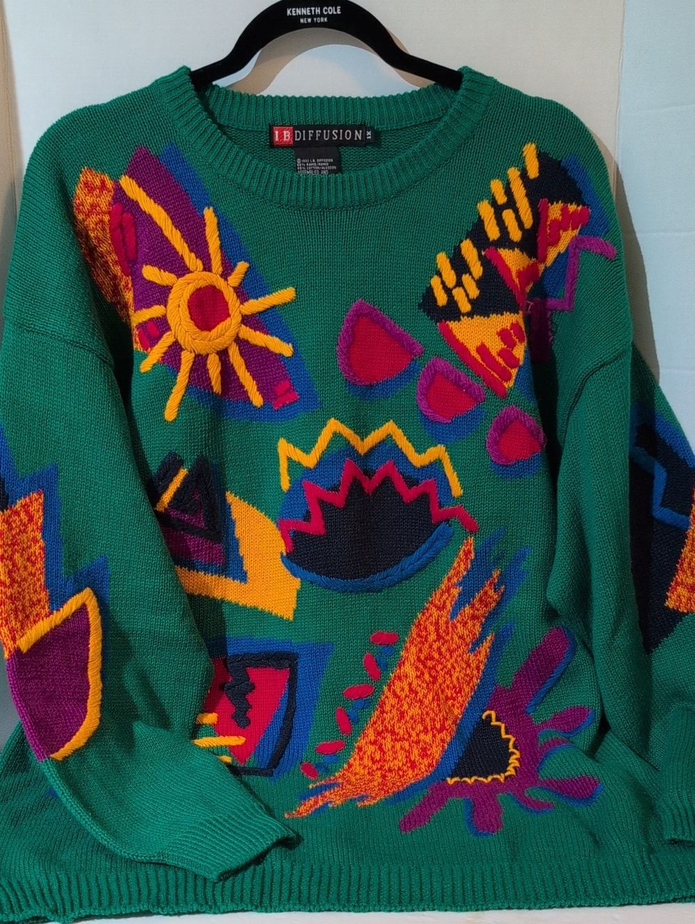 Vintage 1993 IB Diffusion 1X Sweater Colorful Abstract Wearable Art '90S Pullove